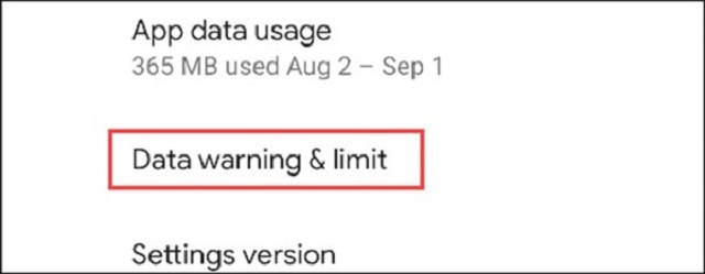 Chọn Data Warning & Limit để cài đặt giới hạn dữ liệu di động